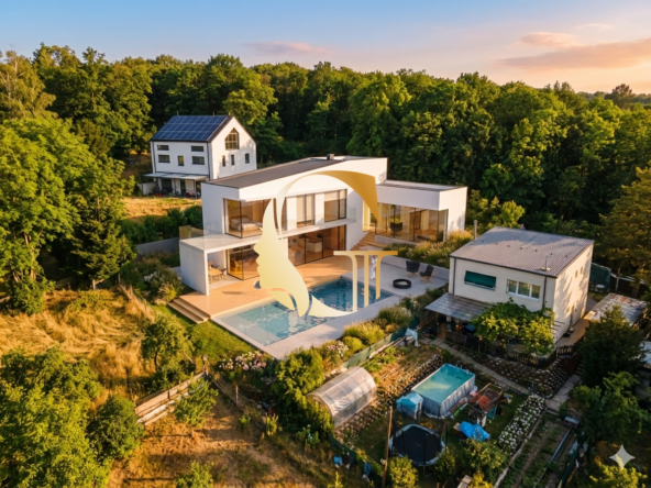 GODDESS PROPERTY – PREDAJ – pozemok 749 m2 – s projektom na výstavbu rodinného domu 222 m2 – DÚBRAVKA